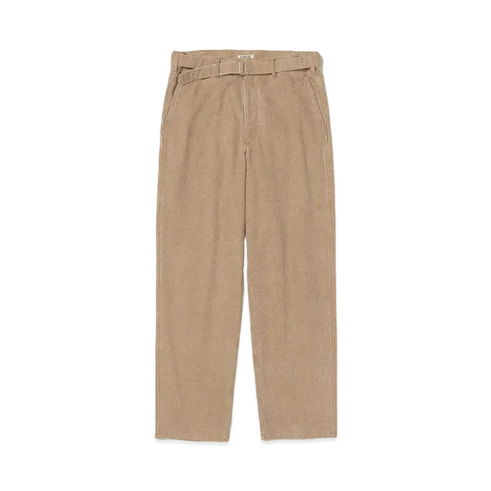AURALEE Washed Organic Canvas Belted Pants "Light Brown"