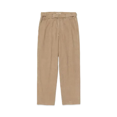 AURALEE Washed Organic Canvas Belted Pants "Light Brown"