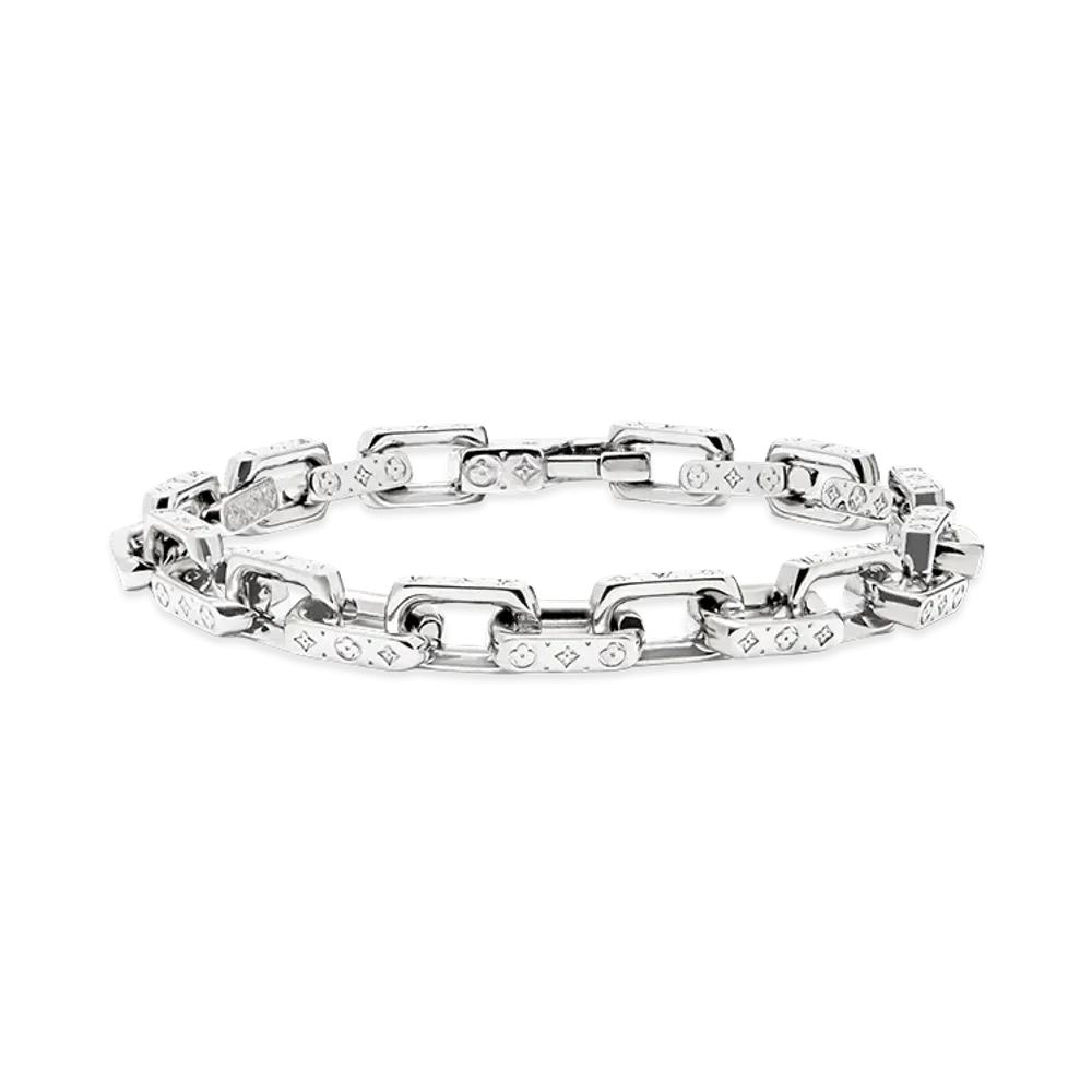 Louis Vuitton Bracelet Mini Monogram Chain "Silver"