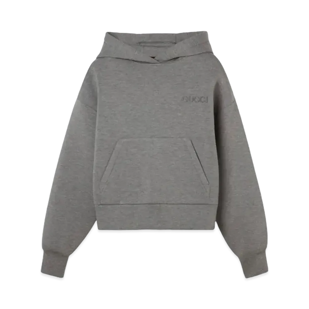 GUCCI Viscose Jersey Hooded Sweatshirt "Grey"