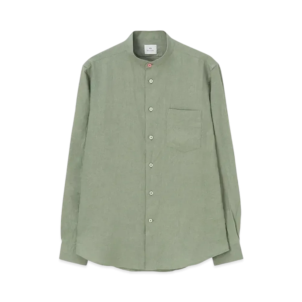 Paul Smith Cool Linen Band Collar Shirt "MintGreen"