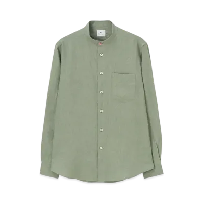 Paul Smith Cool Linen Band Collar Shirt "MintGreen"