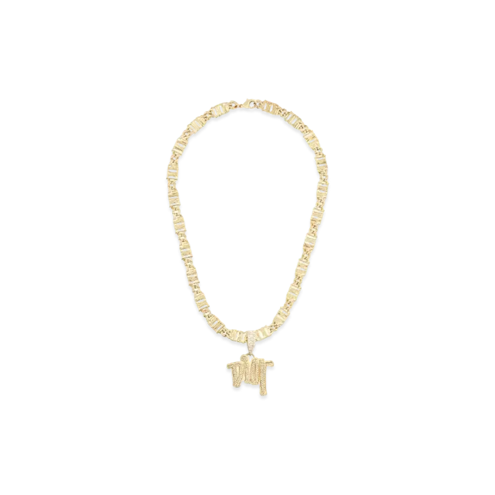 Dior x Shawn Stussy Chain Link Necklace Gold-Tone Brass with Crystals "Gold"