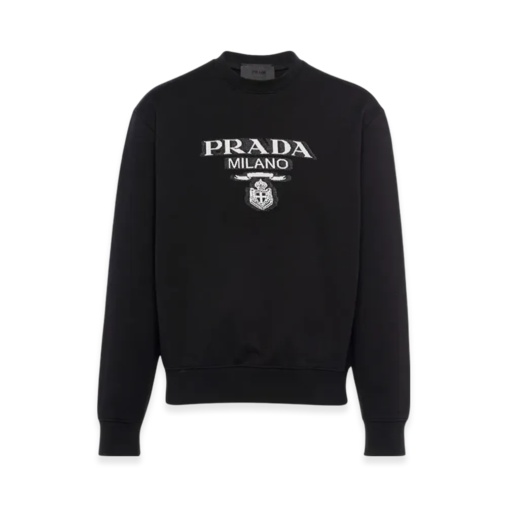 PRADA Oversized Cotton Jersey Logo Sweatshirt "Black/White"