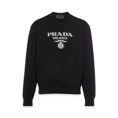 PRADA Oversized Cotton Jersey Logo Sweatshirt "Black/White"