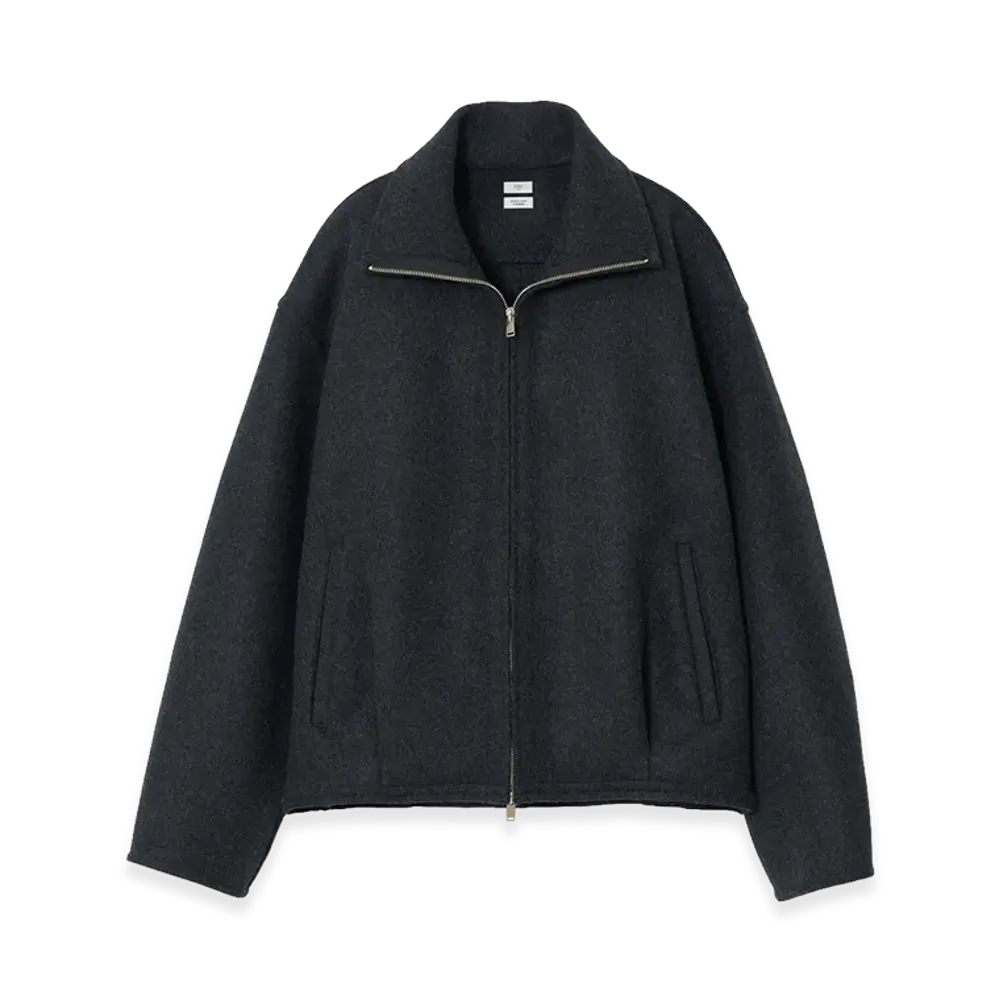 YOKE Wool Cashmere Balloon Silhouette Blouson "Charcoal"