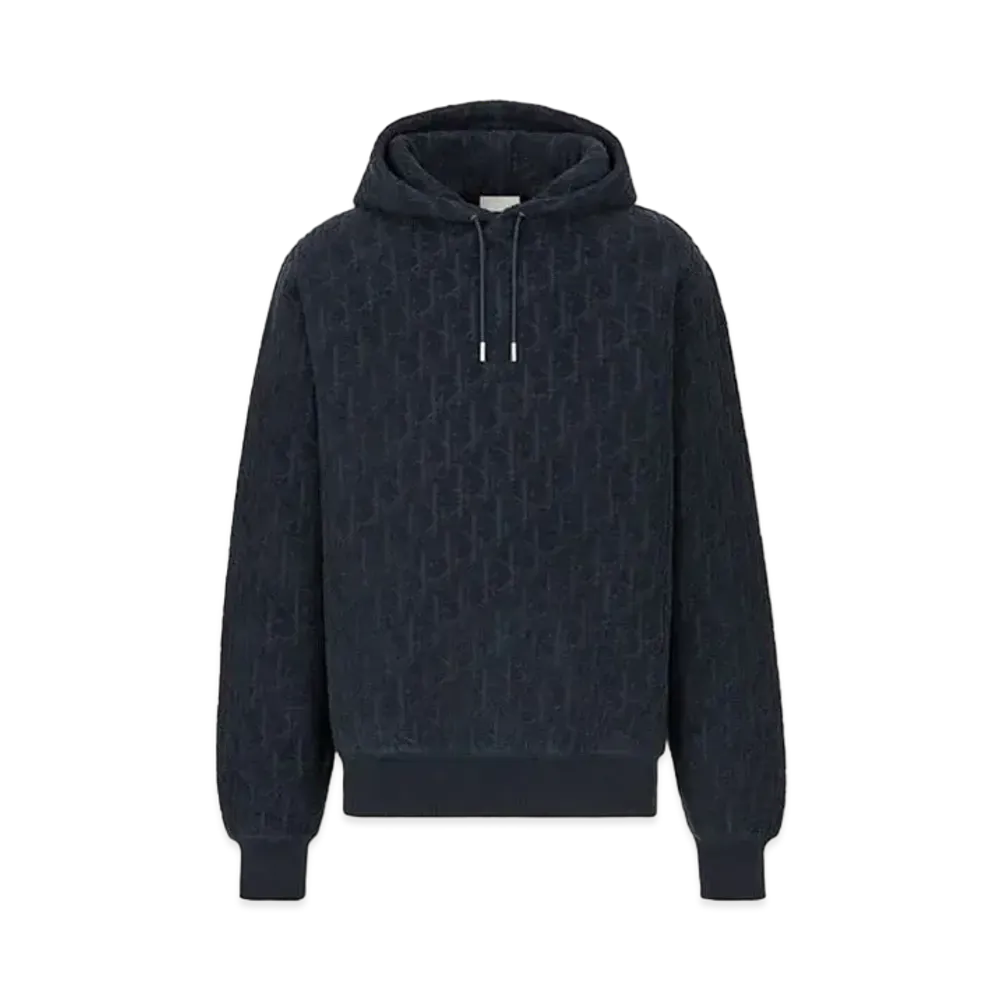 Dior Dior Oblique Relaxed-Fit Hooded Sweatshirt Terry Cotton Jacquard "Navy Blue"