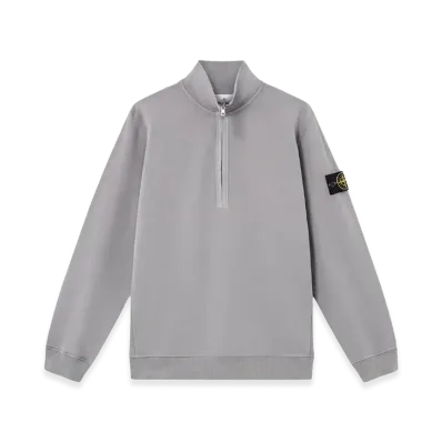 Stone Island Felpa Vestibilita Regular Con Zip Corta E Inserti A Costine "Gray"