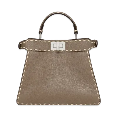 FENDI Peekaboo Iseeu Small Full Grain Leather Bag "Gray"