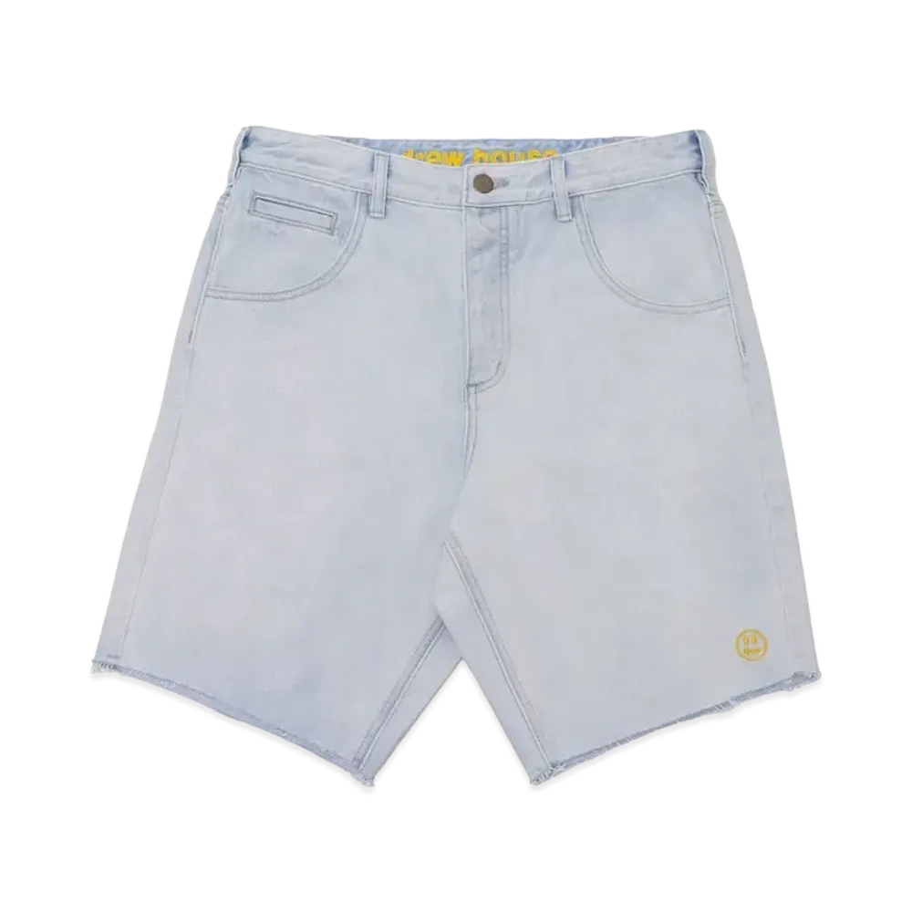 drew house theo patch denim shorts "Vintage Bleach Wash"