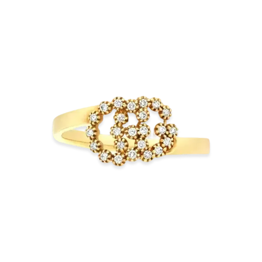 GUCCI Double G Ring With Diamonds