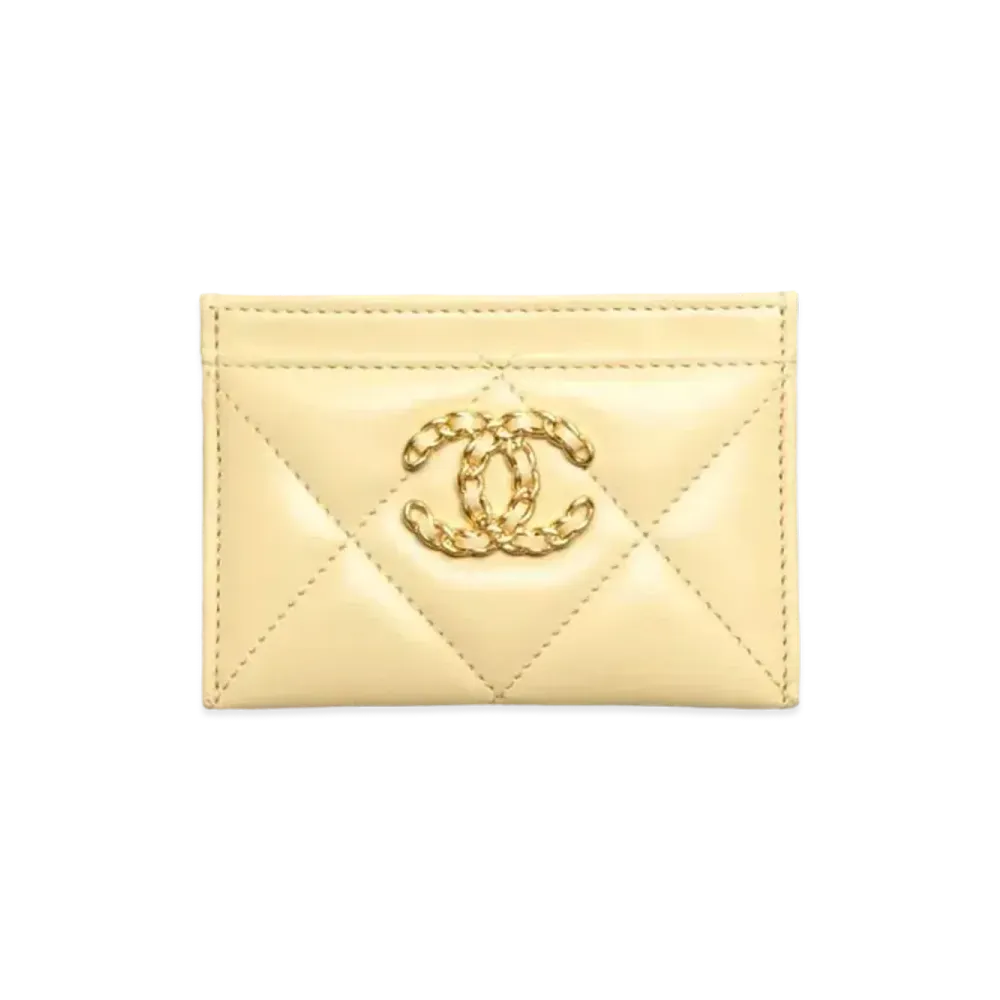 CHANEL Chanel 19 Card Case Lambskin "Light Yellow"