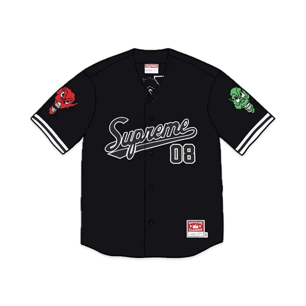 Supreme x Mitchell & Ness Downtown Hell Baseball Jersey "Black"