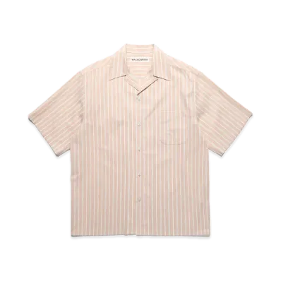 WACKO MARIA Striped Open Collar Shirt "Beige"