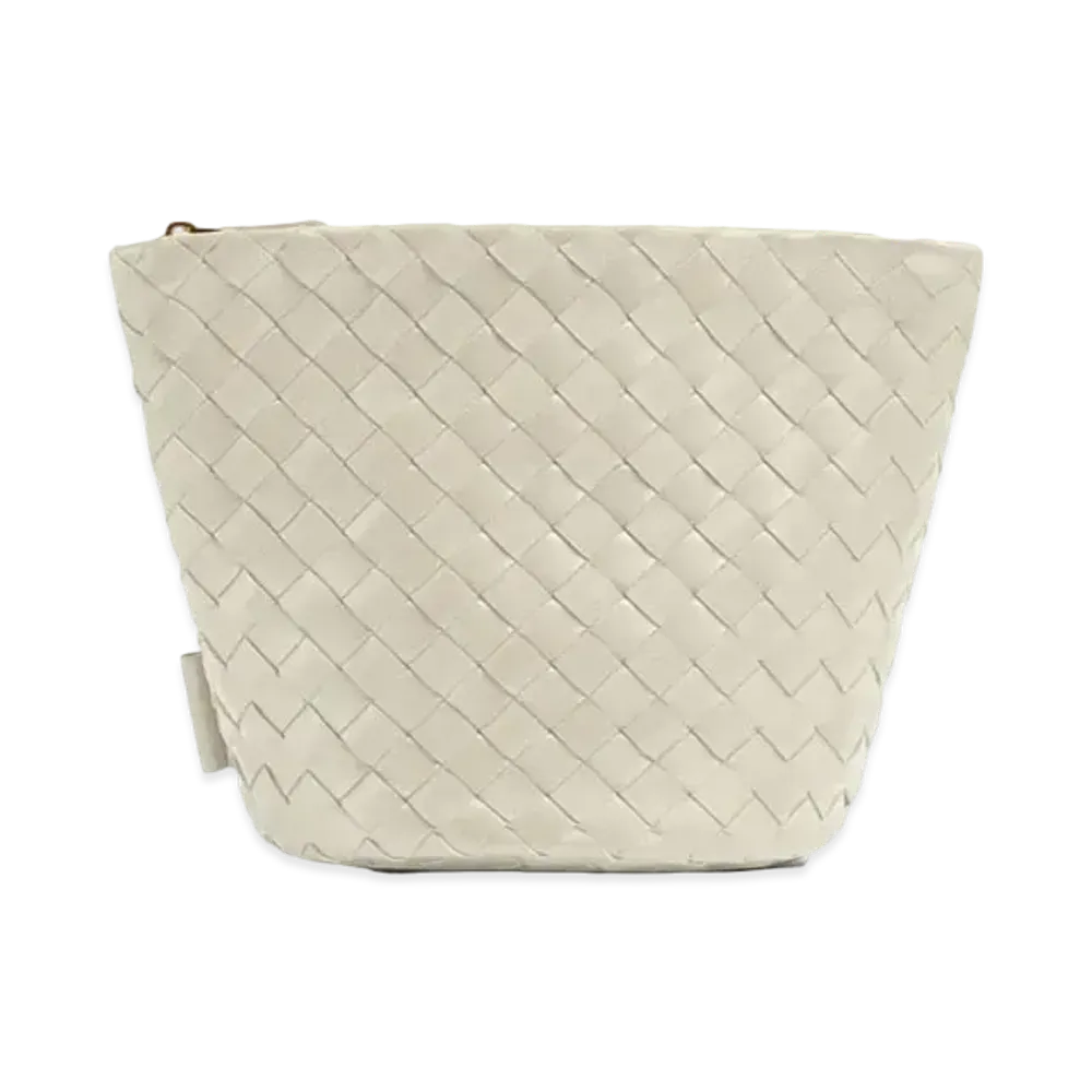 Bottega Veneta Intrecciato Medium Bucket Pouch "Plaster"