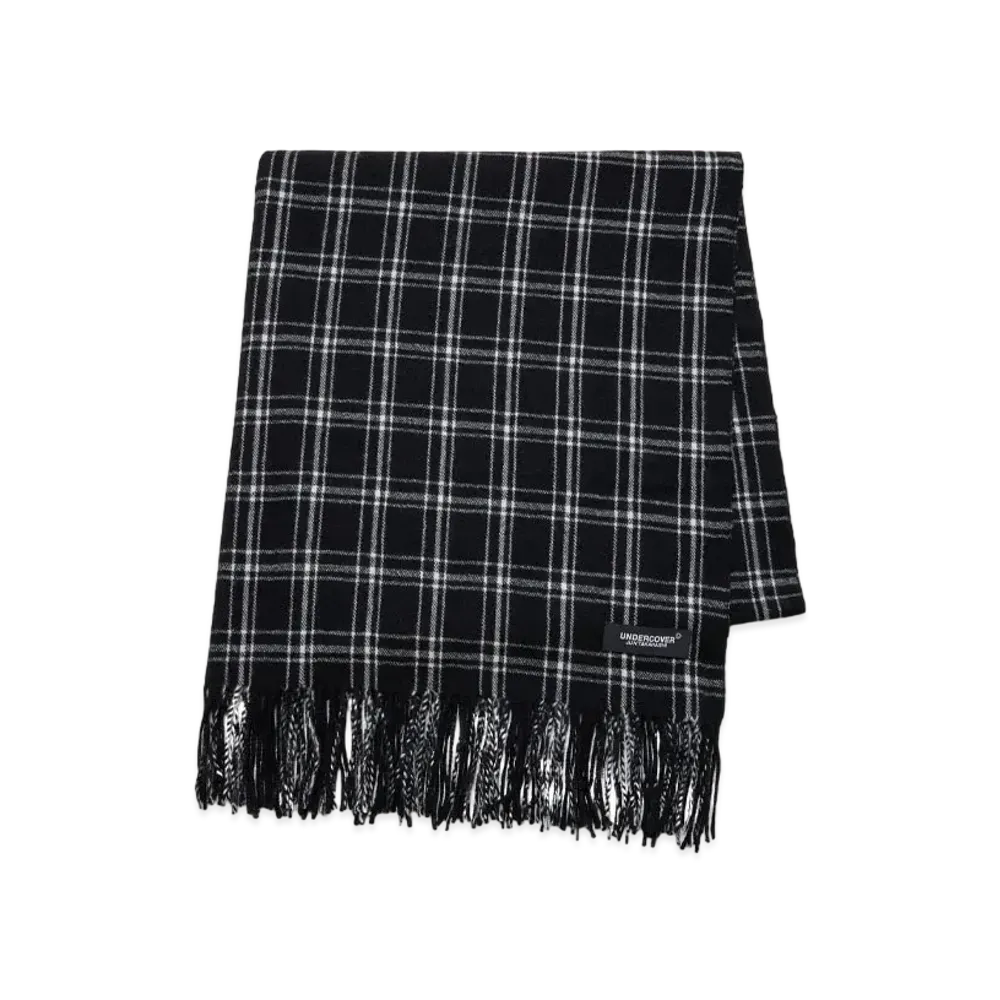 UNDERCOVER Cashmere Blend Wool Check Scarf "Black"