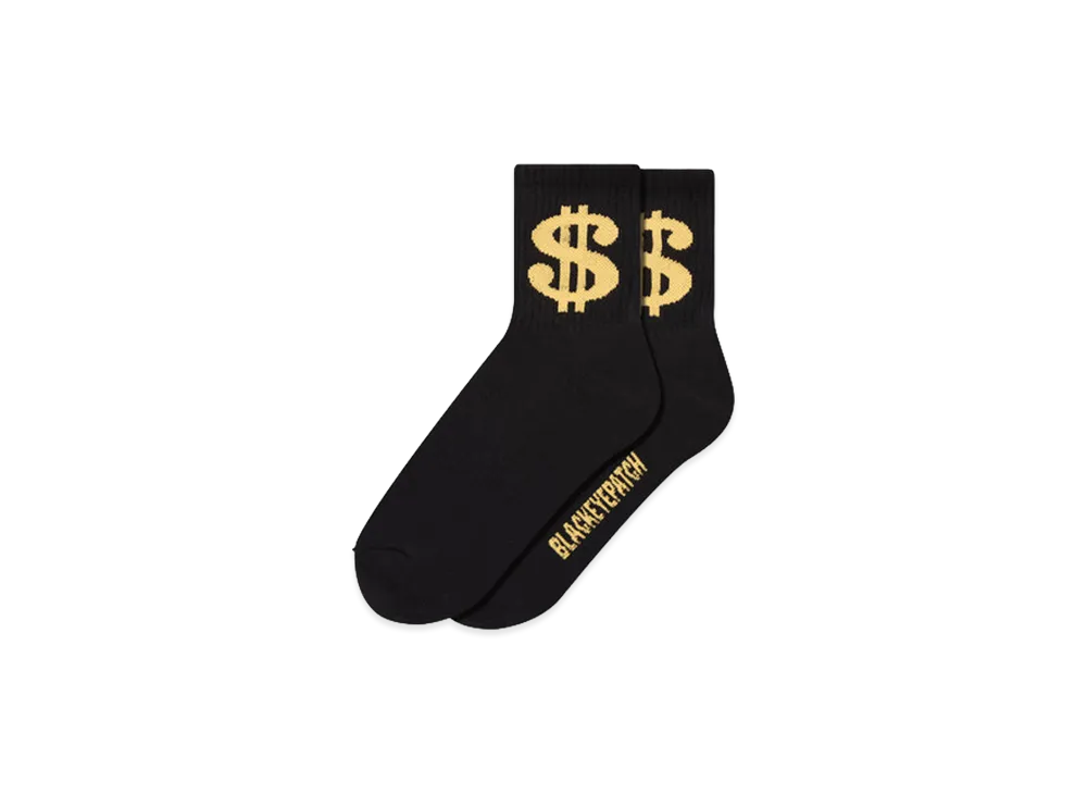 BlackEyePatch Dollar Sign Socks "Black/Yellow"