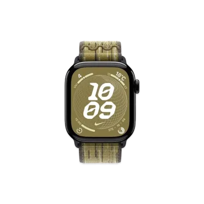 Apple Watch Series 10 GPS Model Jet Black Aluminiumcase Textile Nike Sports Loop "Green/Gray"