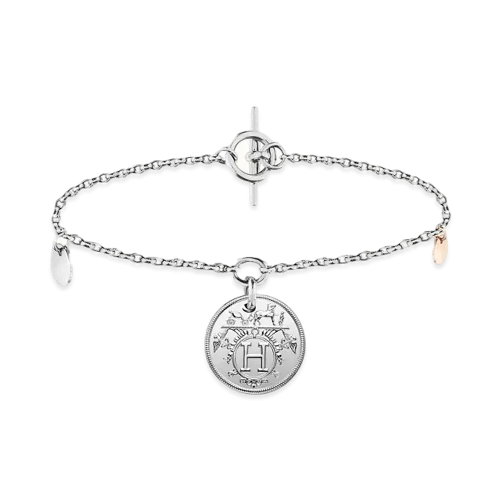 Hermes Hermes Ex-Libris Bracelet PM "Silver/Pink Gold"