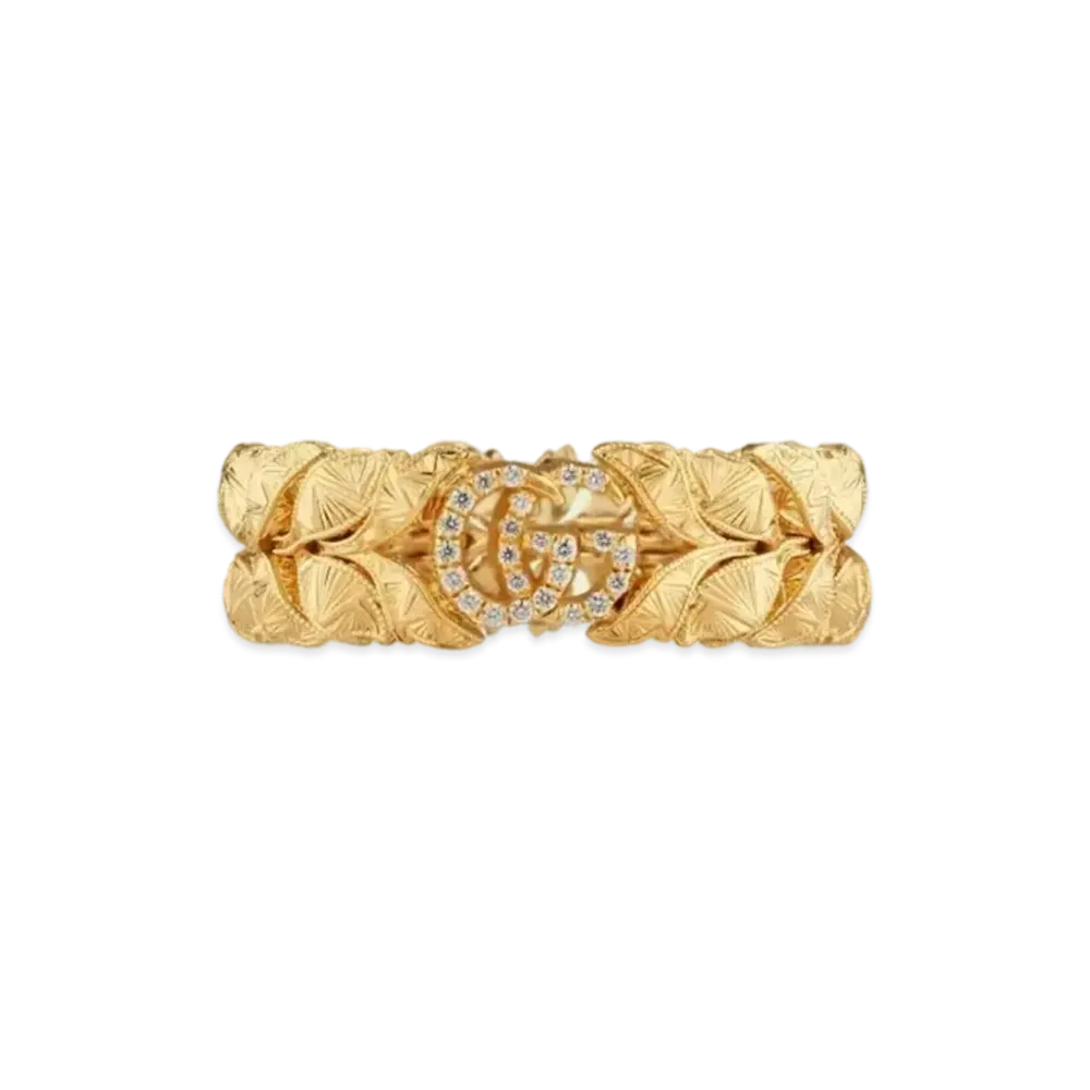 GUCCI Flora 18K Double G Ring
