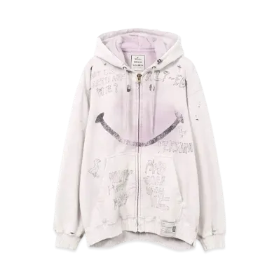 Maison MIHARA YASUHIRO Bleached Smily Face Print Zip-up Hoodie "Pink"