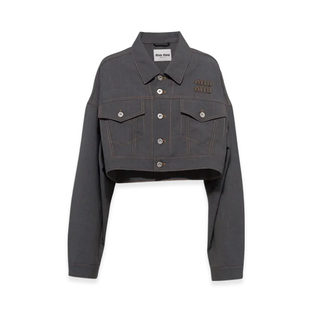 MIU MIU Women's Wool Blouson Jacket "Slate Grey"