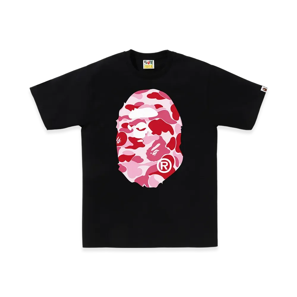 A BATHING APE Abc Camo Big Ape Head Tee "Black/Pink"