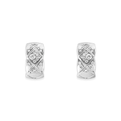 CHANEL Coco Crush Earrings Quilted Motif, 18K White Gold, Diamonds