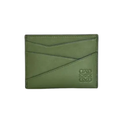 LOEWE Puzzle Plain Card Holder Classic Calf "Hunter Green"