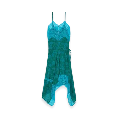 DRIES VAN NOTEN Women's Asymmetrical Slip Dress "Turquoise"
