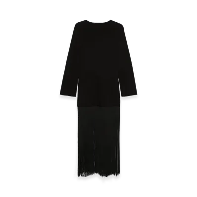 KHAITE Women's Paley Fringed Dress "Black"