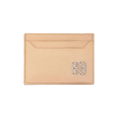LOEWE Anagram Plain Card Holder Pebble Grain Calf "Nude"
