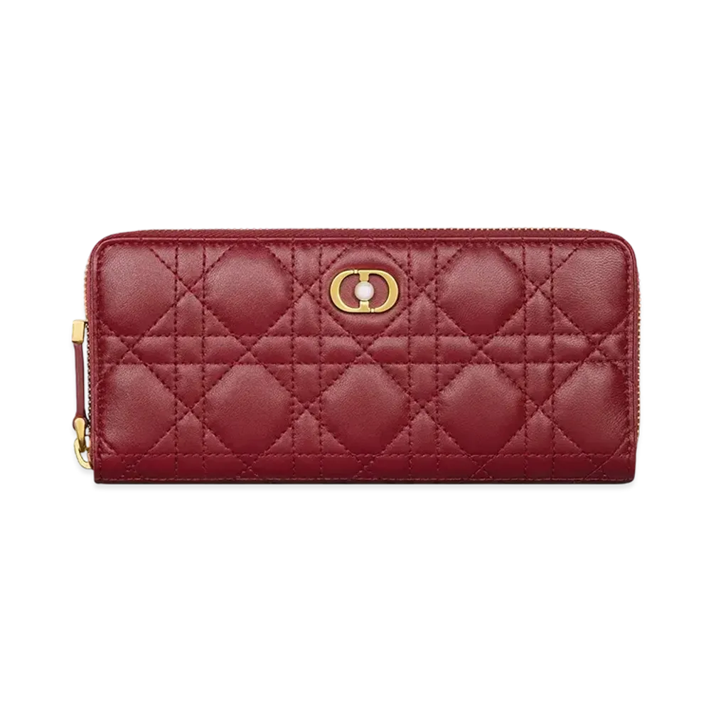 Dior Jolie Voyageur Slim Wallet Cannage Lambskin "Cherry Red"