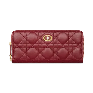 Dior Jolie Voyageur Slim Wallet Cannage Lambskin "Cherry Red"
