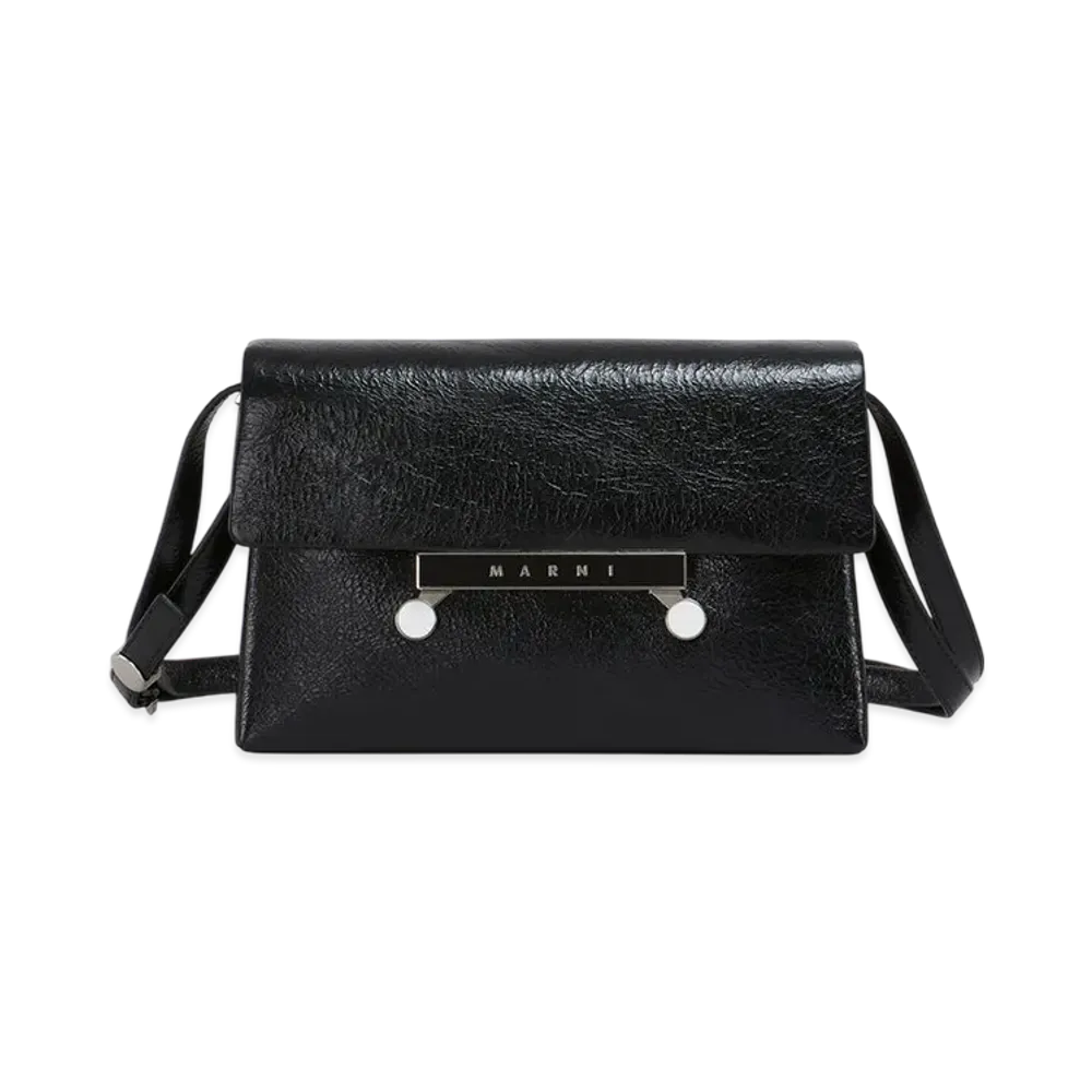 MARNI Small Envelope Bag in Craquele Patent Leather "Black"