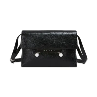 MARNI Small Envelope Bag in Craquele Patent Leather "Black"