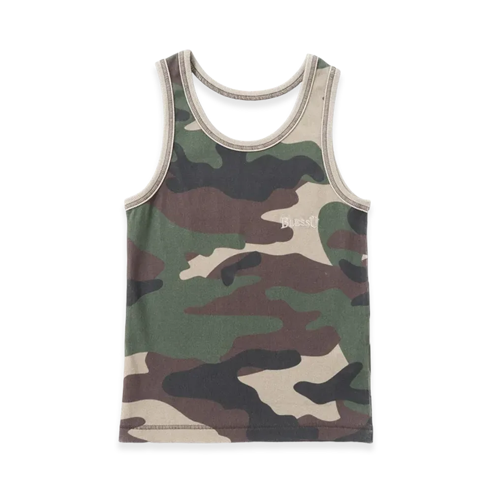 BLESS U Camouflage Pattern Tank Top "Khaki"