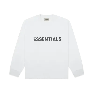 FEAR OF GOD ESSENTIALS 3D Silicon Applique Boxy Long Sleeve T-Shirt "White"