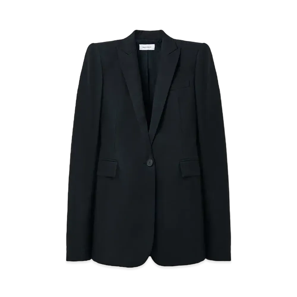 Alexander McQUEEN Stacked Shoulder Single-Breasted Jacket "Black"
