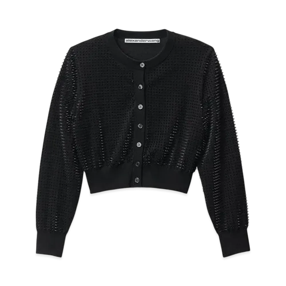 Alexander Wang Custom 3D Molded Spike Cardigan "Black"