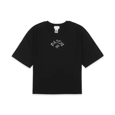 PATOU Women's Organic Cotton Logo Sequin S/S T-Shirt "Black"