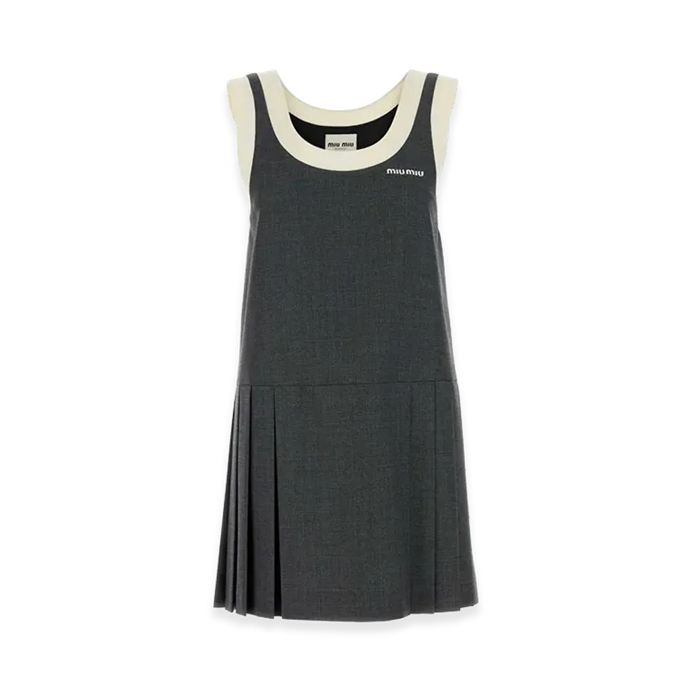 MIU MIU Women's Wool Mini Dress "Gray/Dark Grey"
