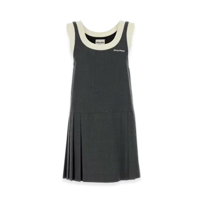 MIU MIU Women's Wool Mini Dress "Gray/Dark Grey"