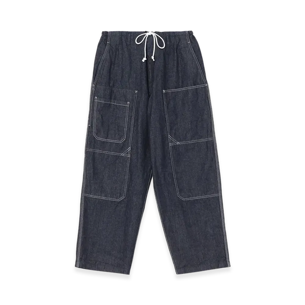 WILDSIDE YOHJI YAMAMOTO 10oz Denim White Stitch Draw String Pants "Indigo"