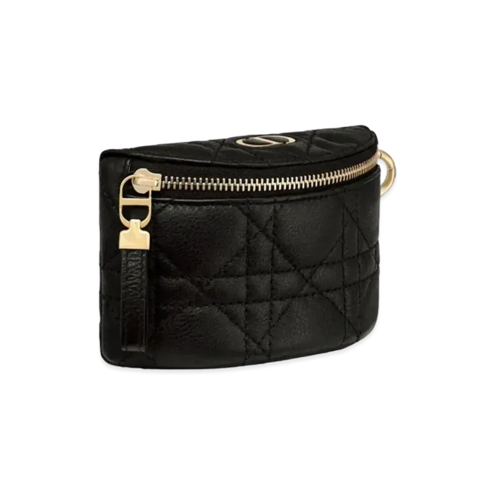 Dior Caro Half Moon Detachable Coin Case "Black"