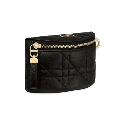 Dior Caro Half Moon Detachable Coin Case "Black"