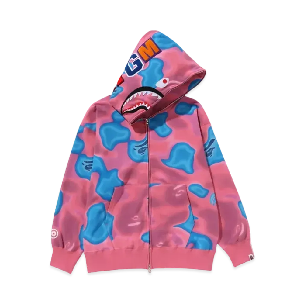 A BATHING APE Shark Relaxed Fit Full Zip Hoodie "Pink"