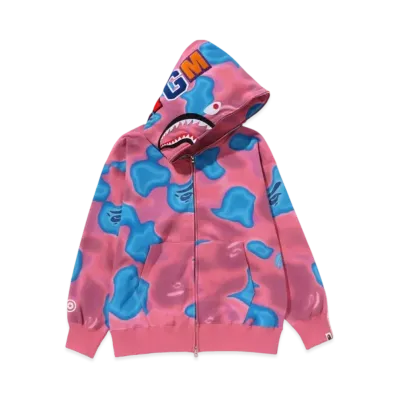 A BATHING APE Shark Relaxed Fit Full Zip Hoodie "Pink"
