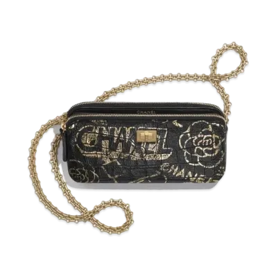 CHANEL Camelia Chain Wallet "Black"