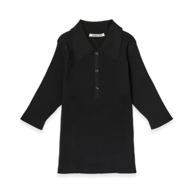 AURALEE Cotton High Gauge Rib Knit Polo "Black"